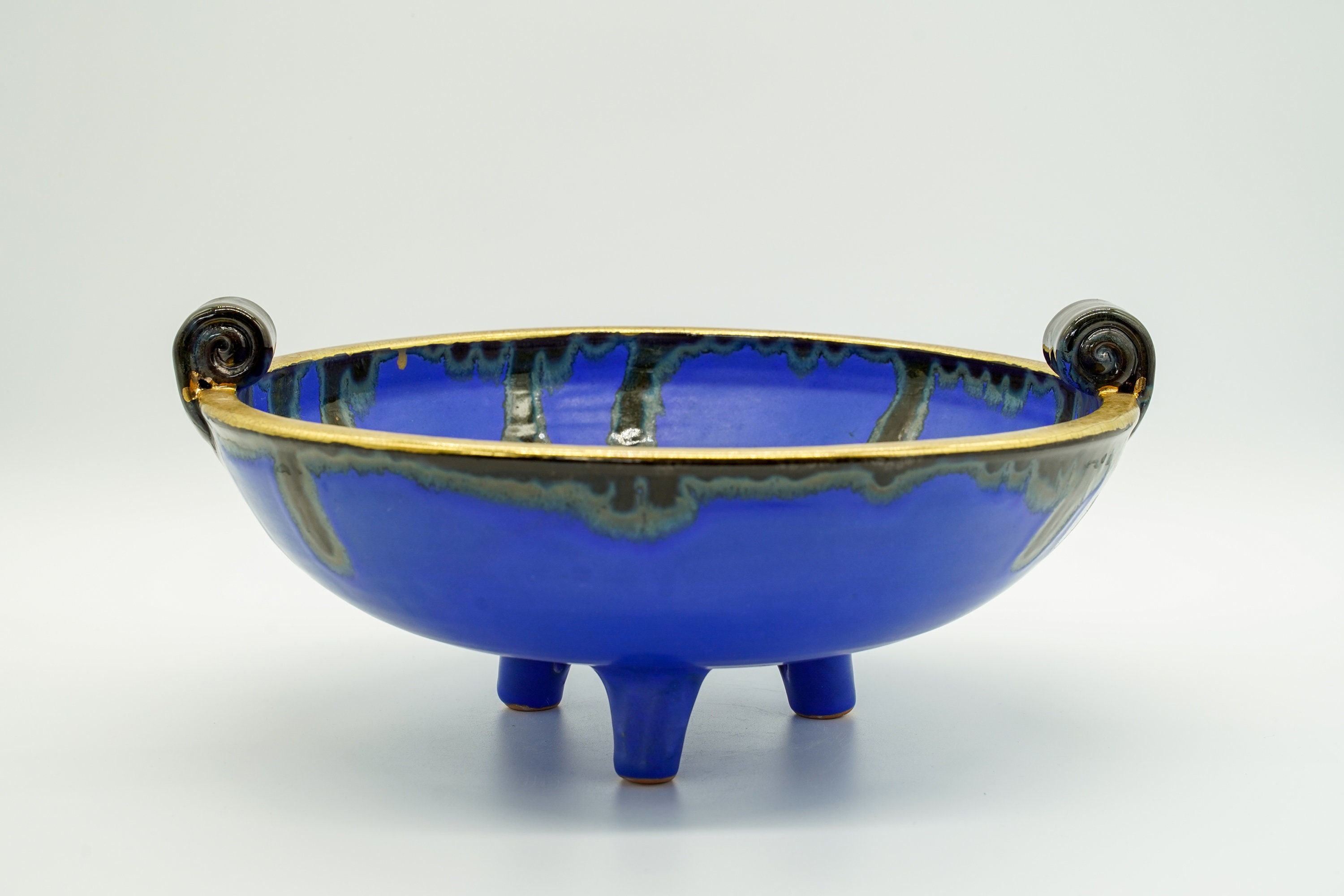 Handmade Large Ceramic Bowls Vintage Melted With Gold Leaf Etsy UK