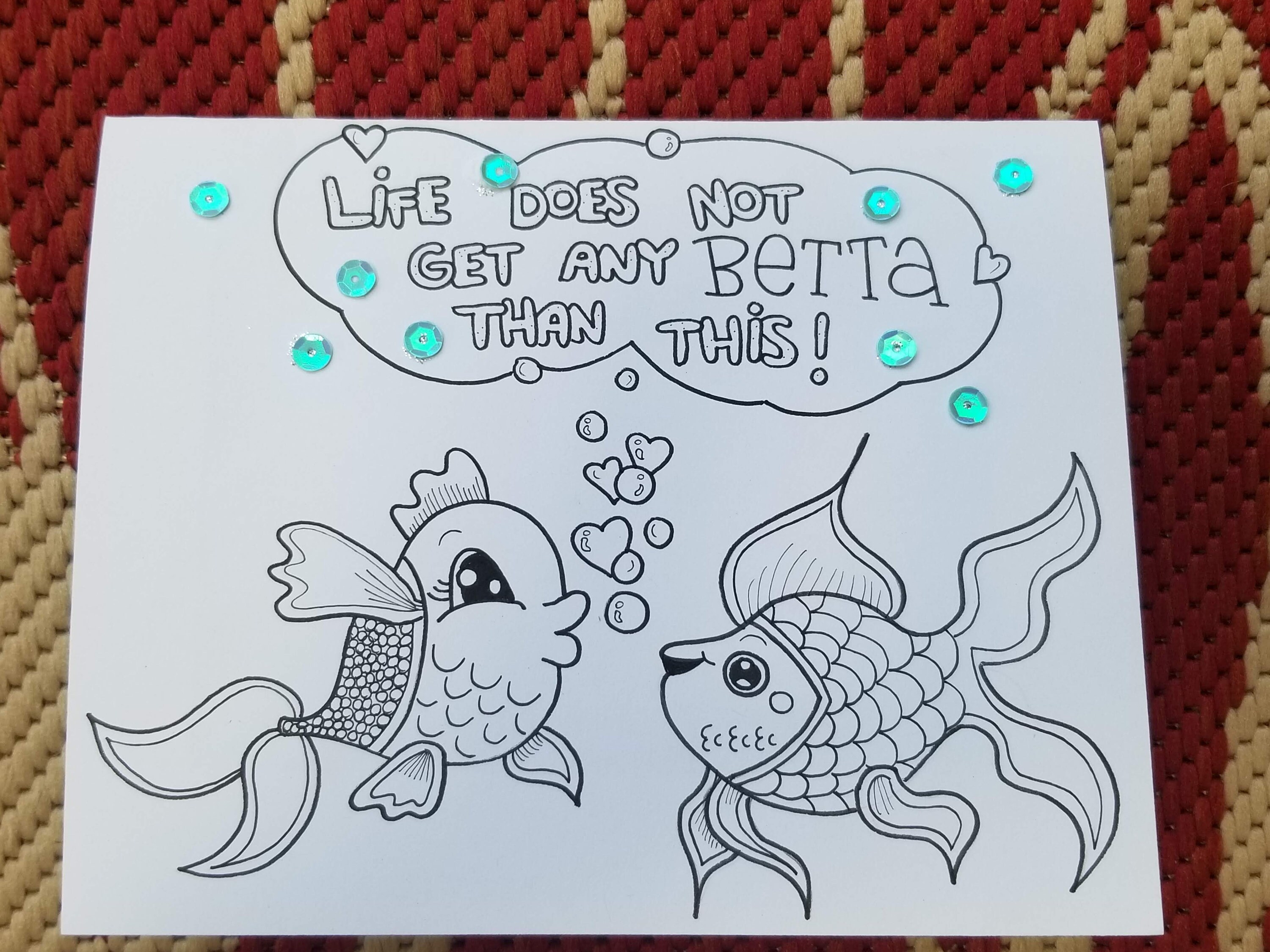 Hand-drawn Handmade Pop-up Fish Ocean Love Greeting Card - Etsy