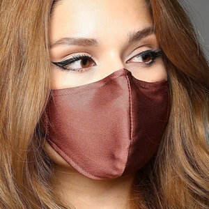 Silk Satin Face Mask with Nose Wire - Filter Pocket - Adjustable - Reusable Washable Face Mask - For Small-Medium Mask for Maskne with Acne