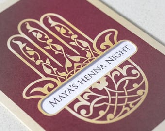 Hamsa Henna Night Invitation | Custom Printed Indian Wedding Card