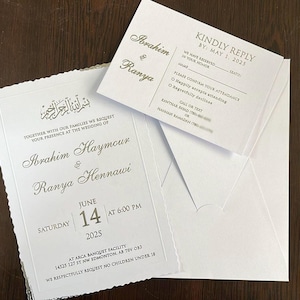 Elegant Silver Foil Wedding Invitation – Minimalist Design on Premium Cardstock with Pure White Envelope – Custom Printed Luxury Invite