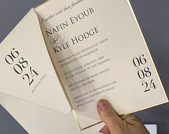 Gold Foil Wedding Invitation: Cream Ivory Modern Design