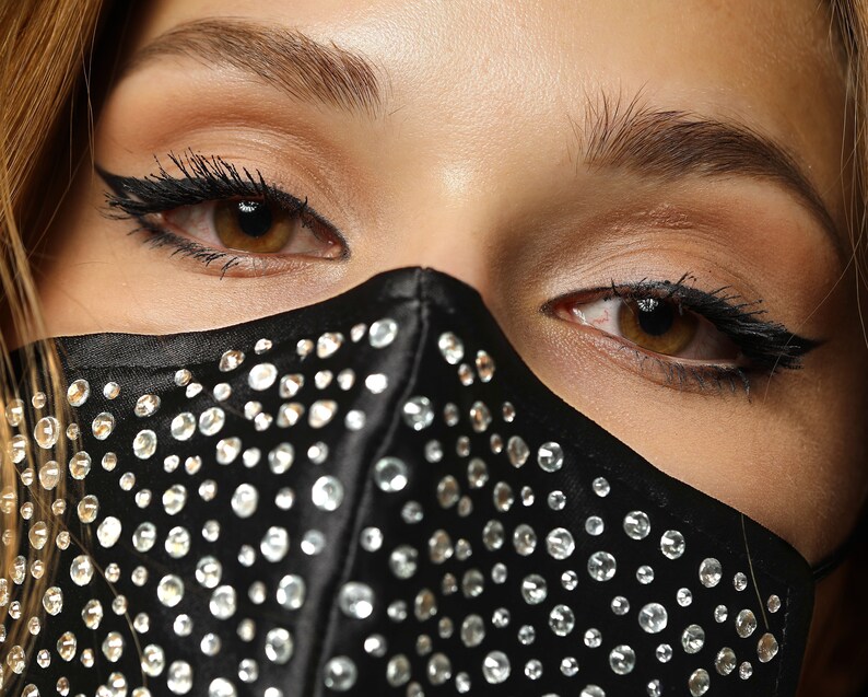 Mask With Rhinestone Rhinestone Silk Satin Face Mask – Luxury Wedding Mask, Adjustable - Etsy