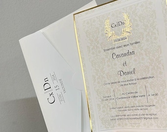 Elegant Cream & Gold Foil Wedding Invitation with Envelope