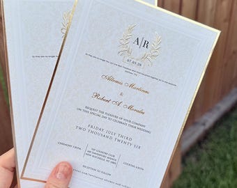 Gold Foil Wedding Invitation | Cream Ivory Anniversary Card