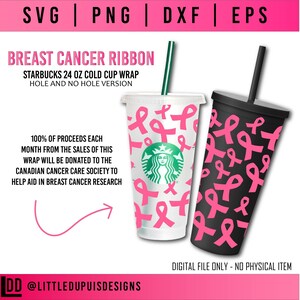 Cancer du sein Starbucks 24oz Cold Cup Svg, Cancer du sein svg, ruban du cancer du sein svg, survivant du cancer svg, mama svg, maman svg