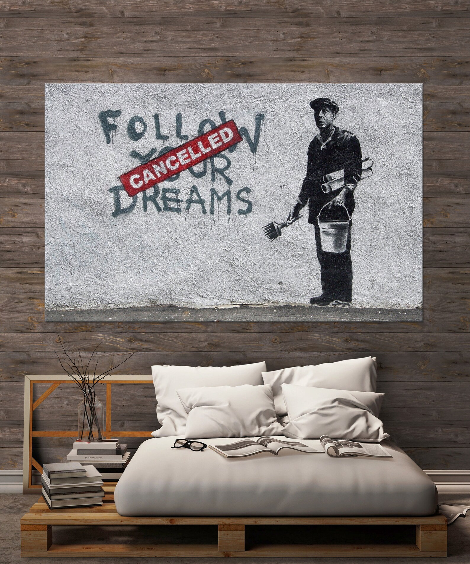 Banksy Follow Your Dreams cancelled Graffiti Canvas Print Etsy