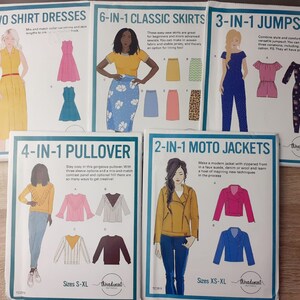 Threadcount Pattern, Sewing Paper Pattern, Shirt Dresse, Classic Skirts, Jumpsuit, Pullover, Moto Jackets, Sizes XS-XL
