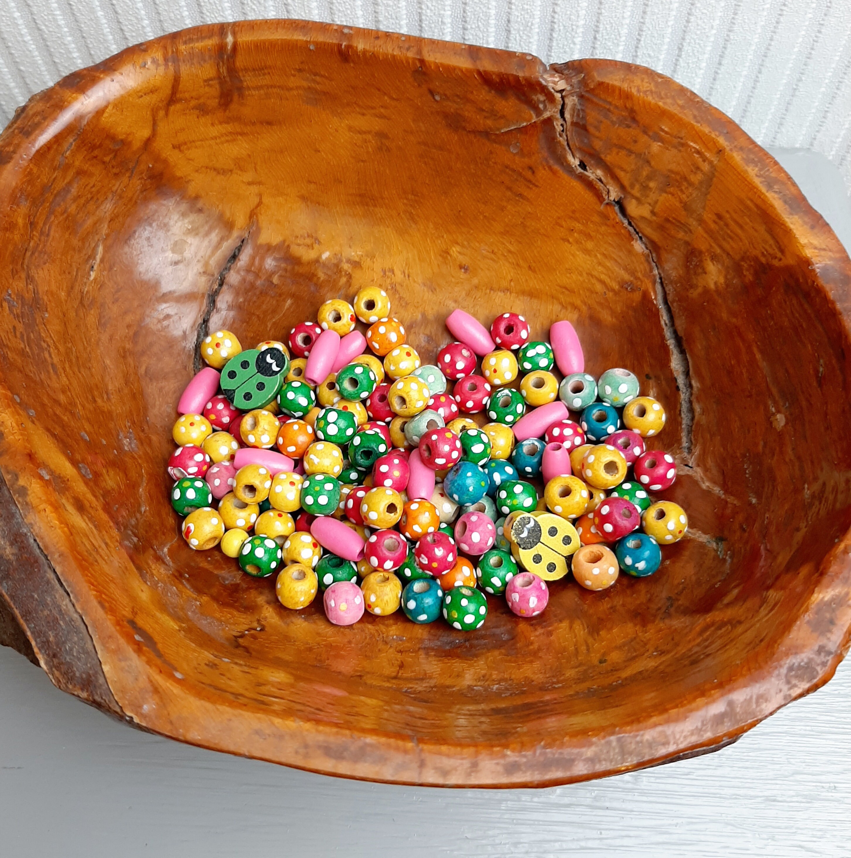 Set of Different Size and Forms Beads Wood Beads Plastic Etsy