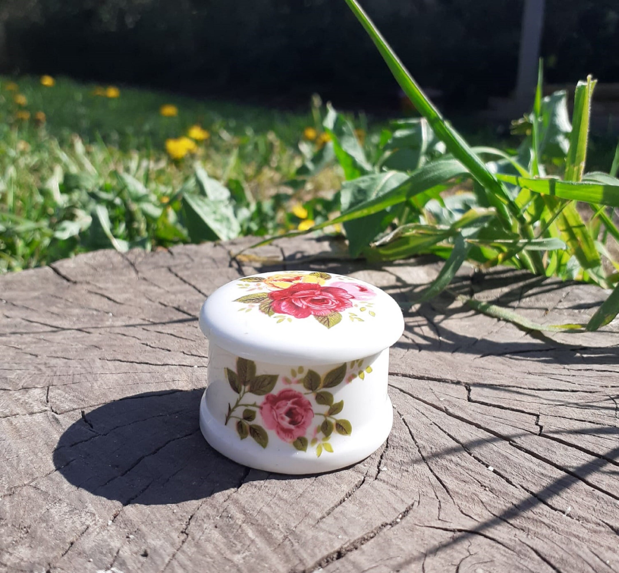 Small Elegant Vintage Pomade Jar Trinket box Fine Bone China Etsy