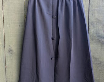Lovely Vintage 60&#39;s Black High Waist A-line Skirt Classic Under the knee Front Slit on one leg skirts
