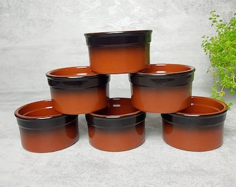 6 x Cermer Glazed Ramekin Pots Terracotta Tapas Dishes - Oven dessert pots - oven and serving dish