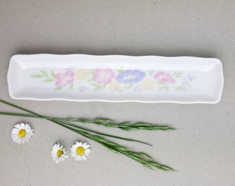 Lovely Small Rectangle Floral Dish Home Vintage Decorative Tray Plate