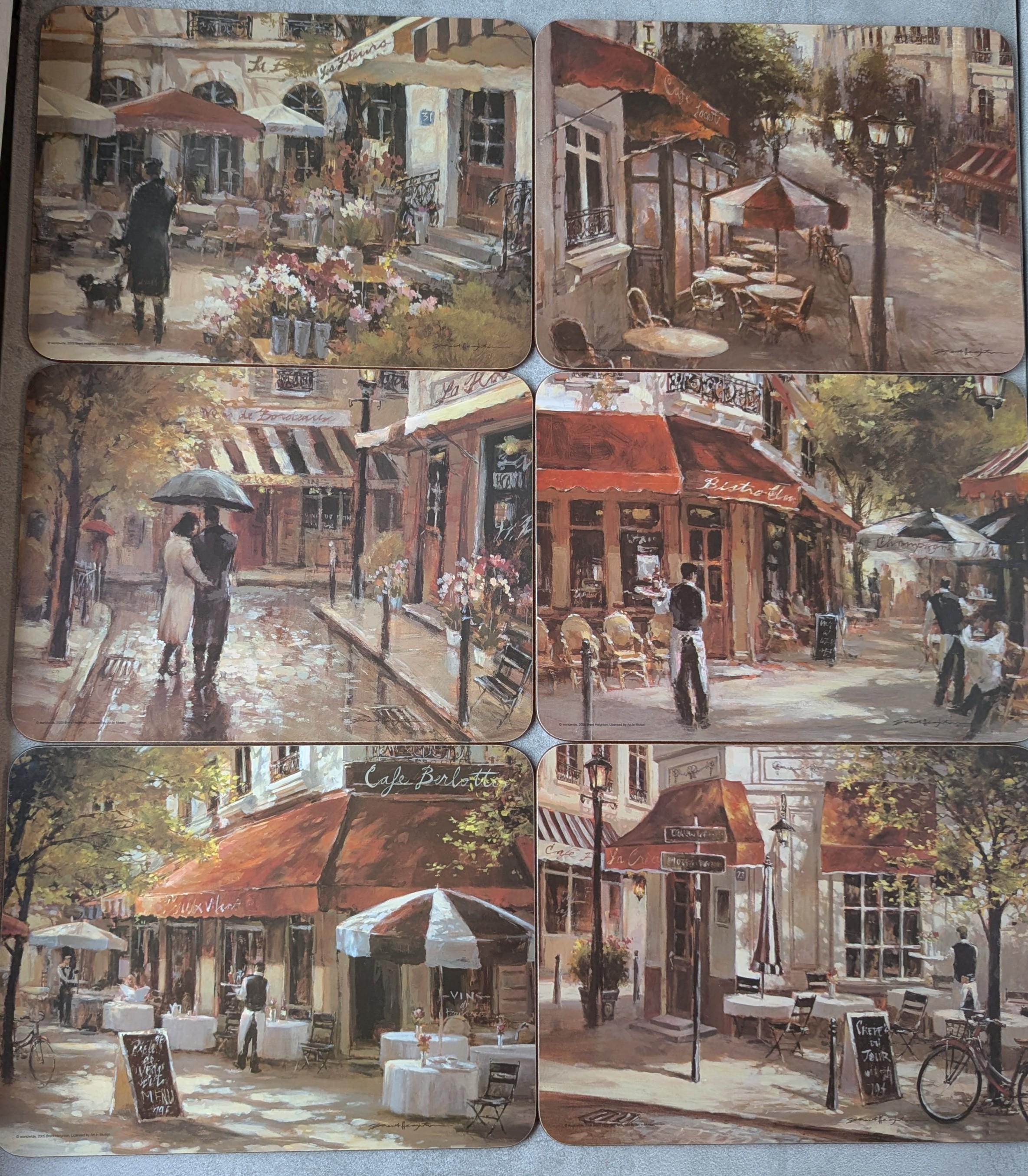 Jason French Café Scenes Placemats, Set of 6 Cafe Scene Vintage