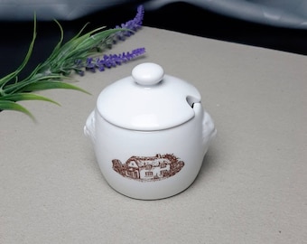 Sucrier Cottagecore vintage - Poignées en lion, pot de confiture country