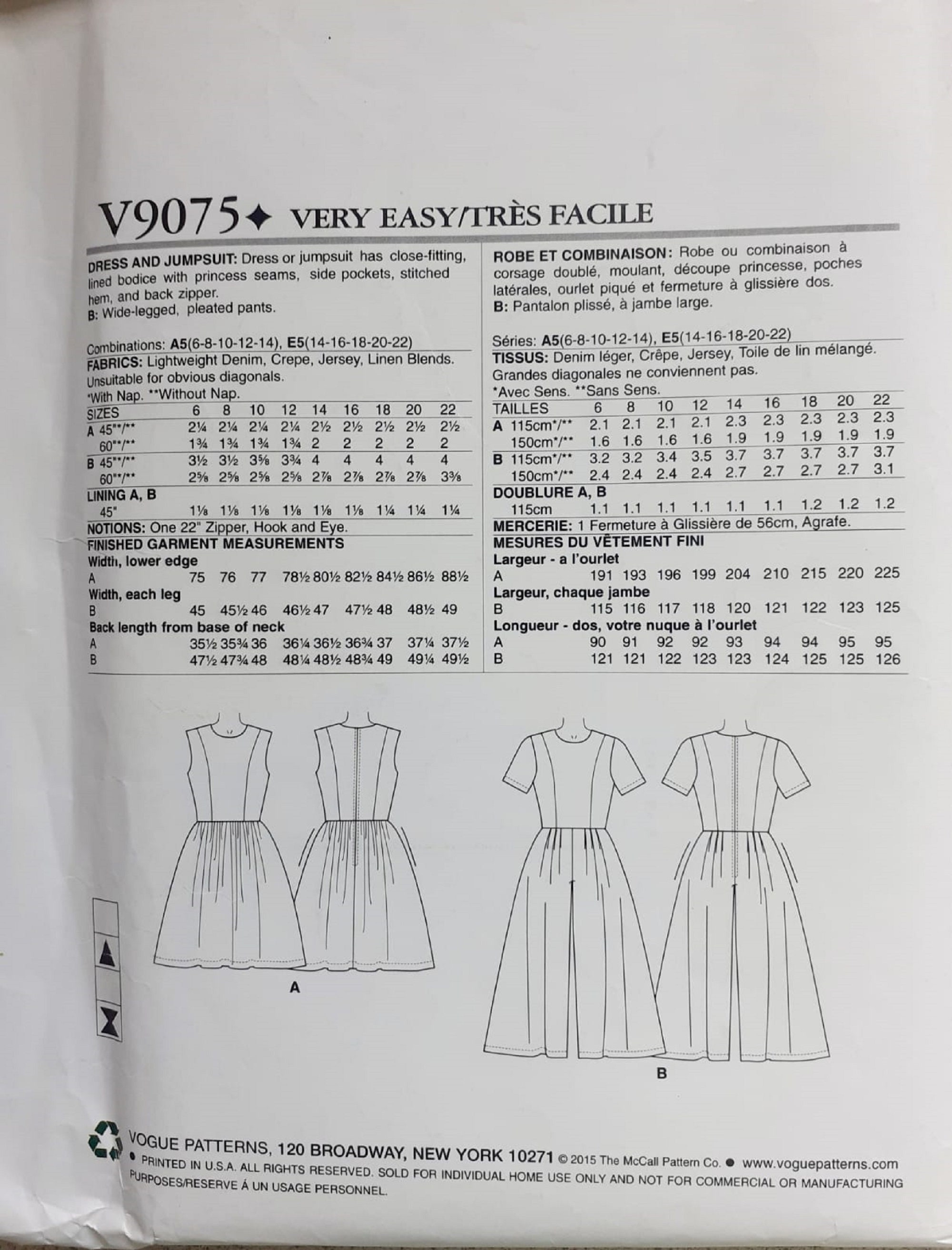 Very Easy Vogue Sewing Patterns, Vogue Dress Patterns, Jumpsuit Pattern