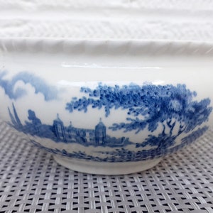 Vintage Sugar Bowl Castle On The Lake Blue by Johnson Brother Damage to Rim Shown in First Photograph