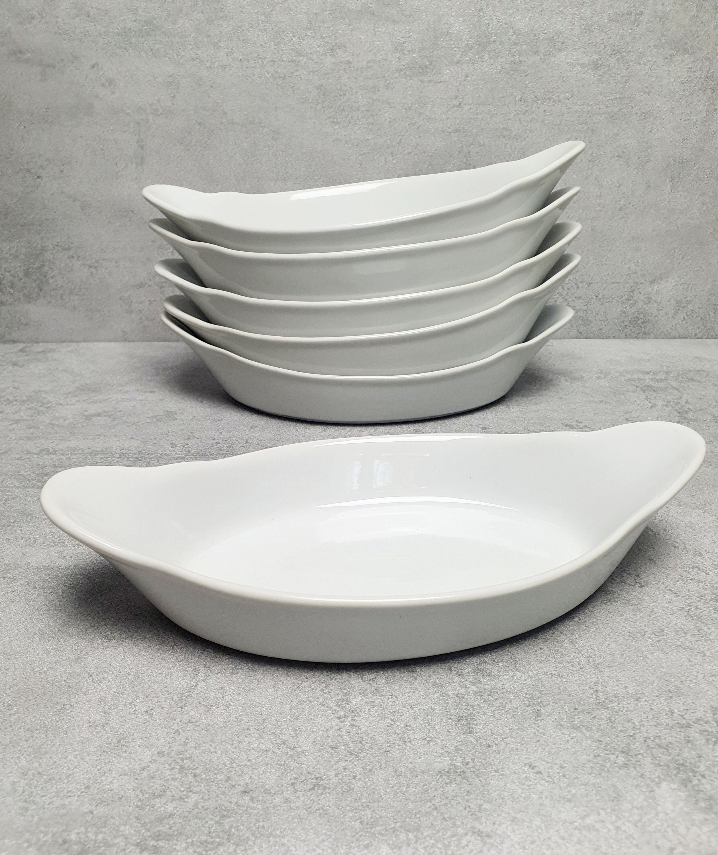 Superwhite Porcelain Oval Eared Dish 22cm - Set of 6 tableware - porcelain oven dish