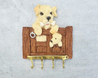 Vintage Dog Design Wall Hanger – Ceramic Kitchen Towel & Key Hooks