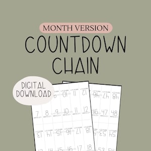Monatliche Countdown Kette druckbarer digitaler Download - nummerierte Vierjahresketten, Militäreinsatz Heimkehr, Monat / Monate übrig, schnelles DIY