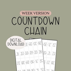 Wöchentliche Countdown-Kette druckbare digitaler Download - nummerierte zwei Jahre Countdown, Militäreinsatz Heimkehr, Woche / Wochen übrig, schnelle DIY