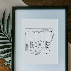 Little Rock Air Force Base Print Framed, Unframed - Military Base Illustration Poster, Gift, AFB Sign, Duty Station Wall, Arkansas Drawing