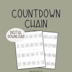 Tägliche Countdown-Kette zum ausdrucken, digitaler Download - Nummerierter Einjahres-Countdown, Militäreinsatz Heimkehr, Tag/Tage links, schnelles DIY