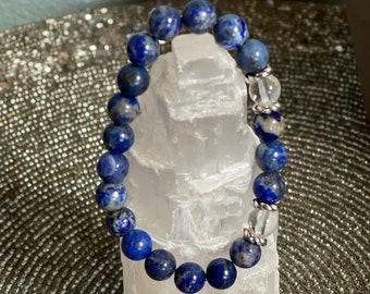 Lapis Lazuli Clear Quartz Handmade Bracelet 8mm