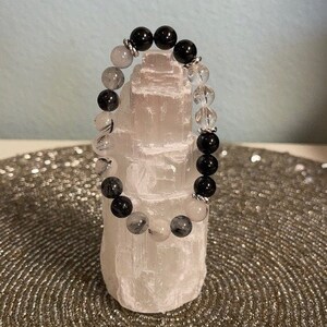 Tourmaline Quartz Black Tourmaline Quartz Bracelet 7inch 8mm
