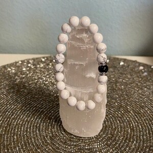 Howlite Black Tourmaline Handmade Bracelet Natural