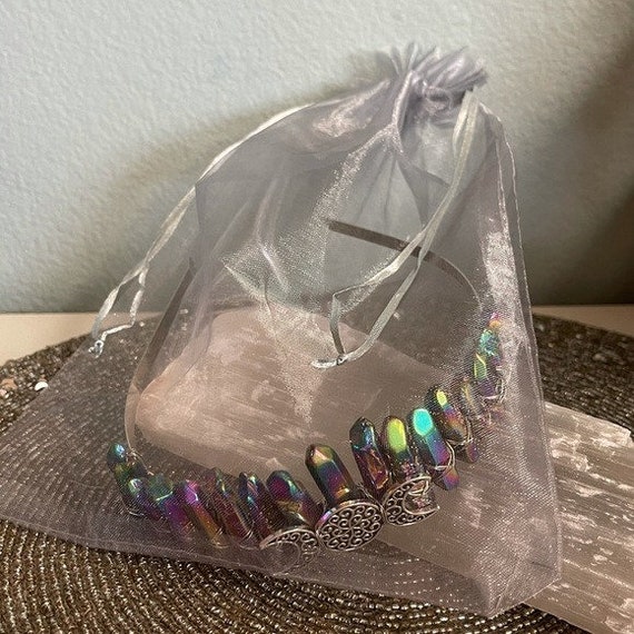 Titanium Aura Quartz Moon Goddess Pendant Crown Tiara Witch  display picture 2