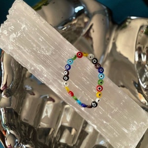 Evil Eye Rainbow Handmade Bracelet 8mm Protection Pride LGBTQ Dispel Negativity