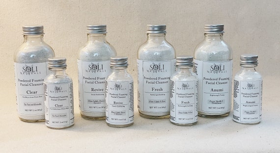 Cleansing Grains- Powder Foaming Facial Cleanser- Botanicals and Kaolin Clay- 15g and 60g- Revive - Fresh - Clear - Anumi Cleansers