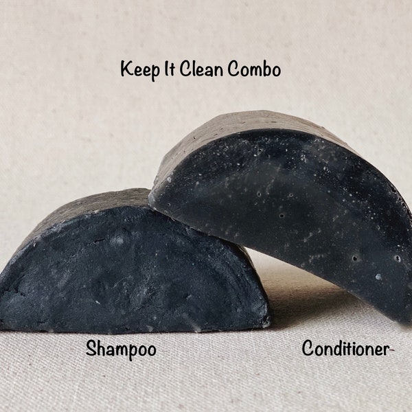 Keep It Clean: Clarifying and Detoxifying Shampoo and Conditioner Bars, No Lye, Plastic Free Hair Care, Shampoo & Conditioner Bar Combo