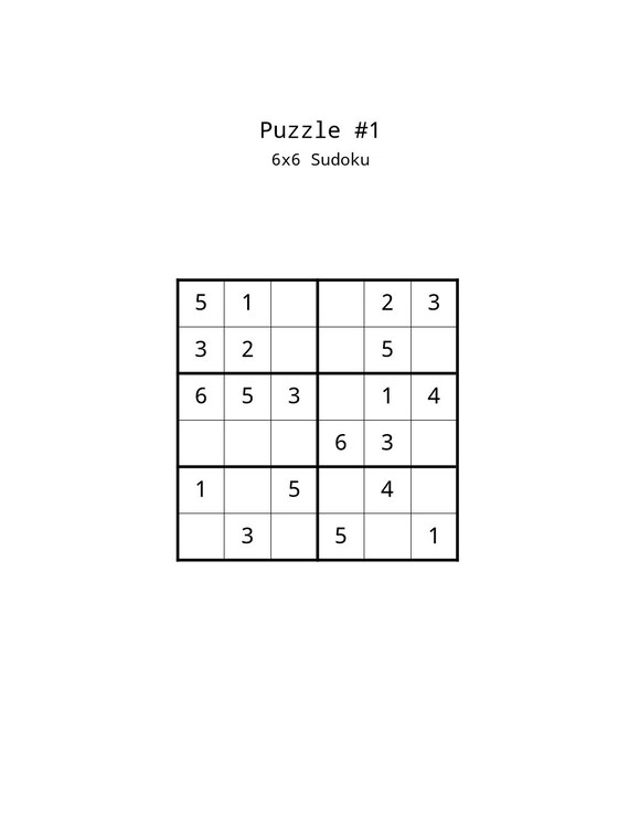 1500 6x6 sudoku puzzles vol 1 etsy
