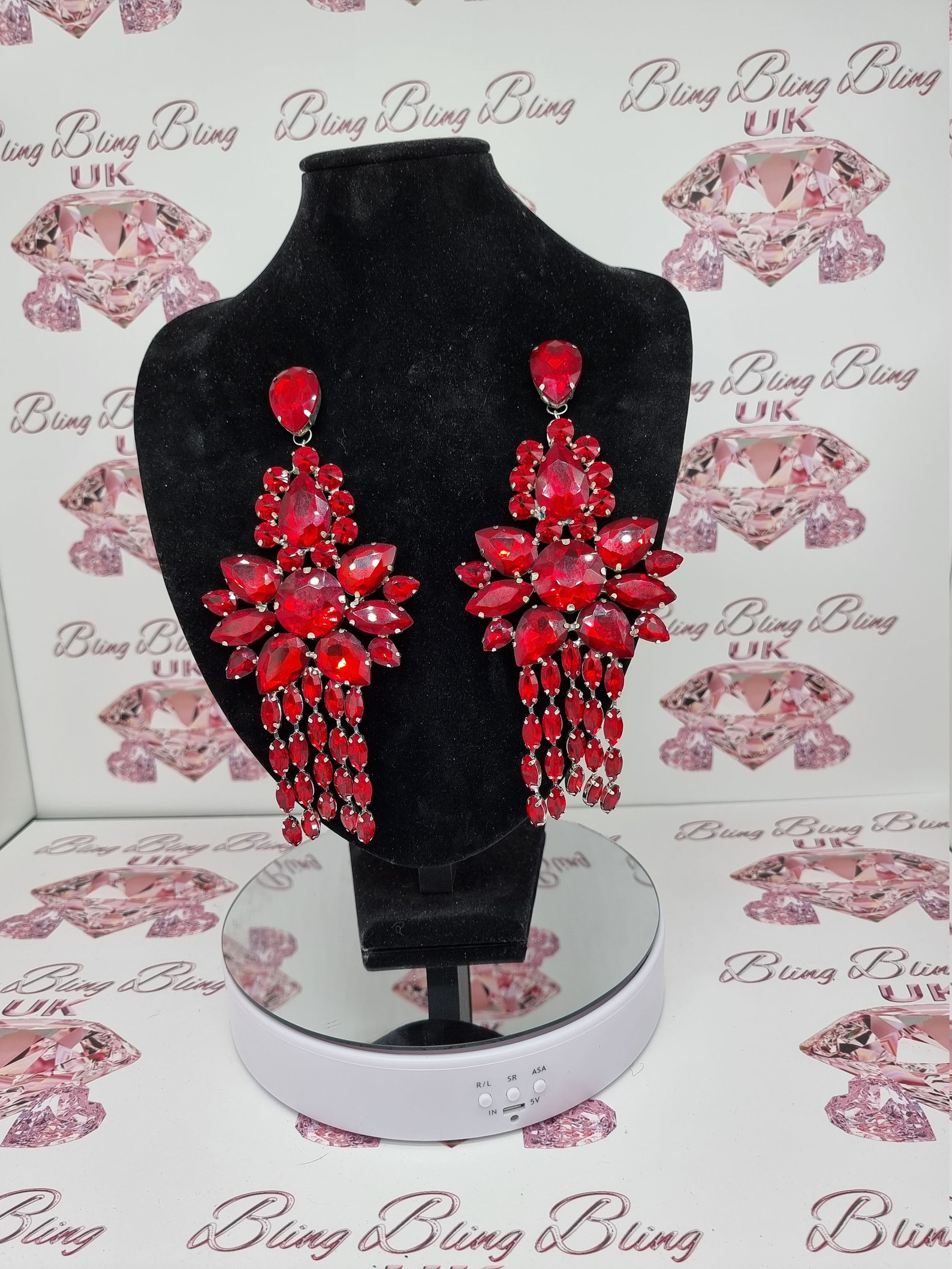 Drag queen jewellery XL red earrings Etsy