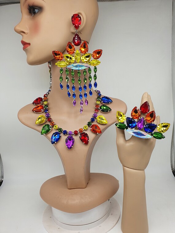 Drag queen jewellery pride set necklace xl earrings and | Etsy