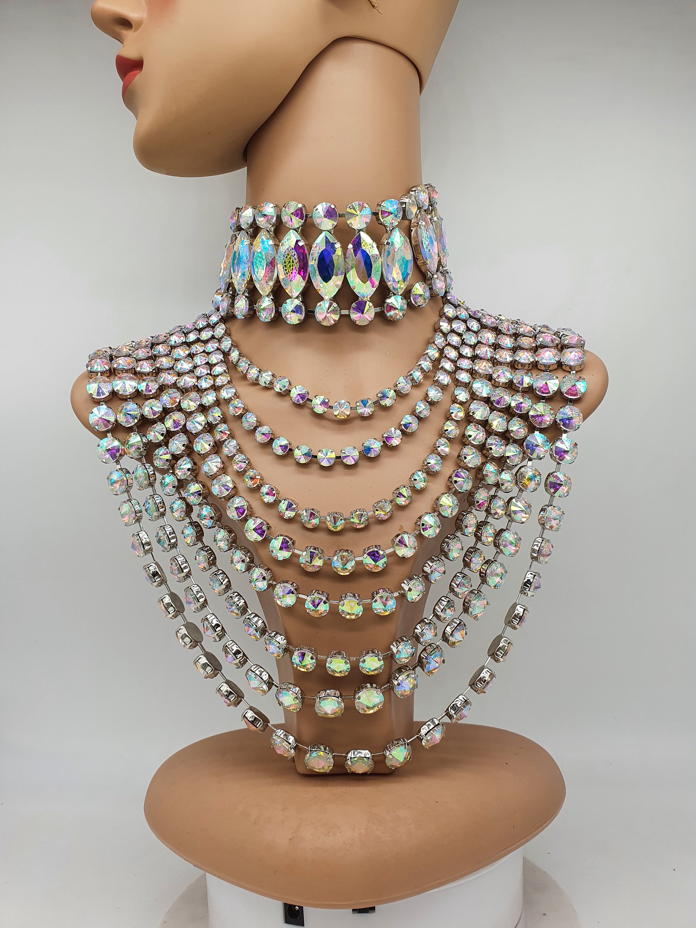 Drag queen jewellery ab set necklace and choker | Etsy