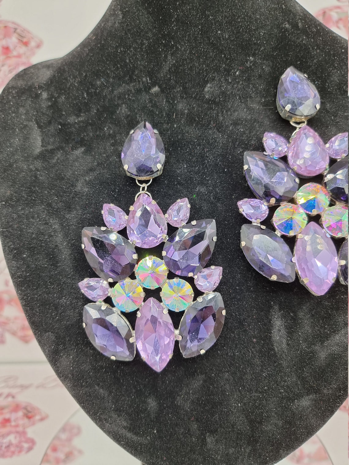 Drag queen jewellery lilac and purple earrings Etsy