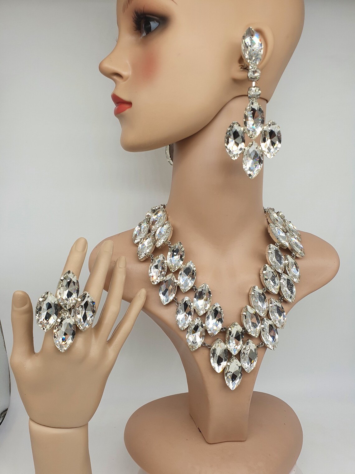 Drag Queen Jewellery Clear Set Necklace Earrings and - Etsy