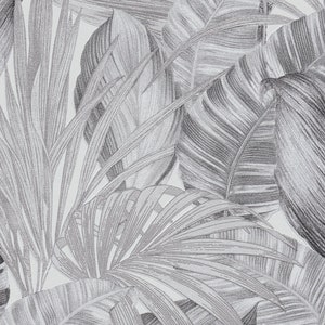 Grey Palm Leaf Wallpaper Grey Palm Tree Wallpaper Palm | Etsy