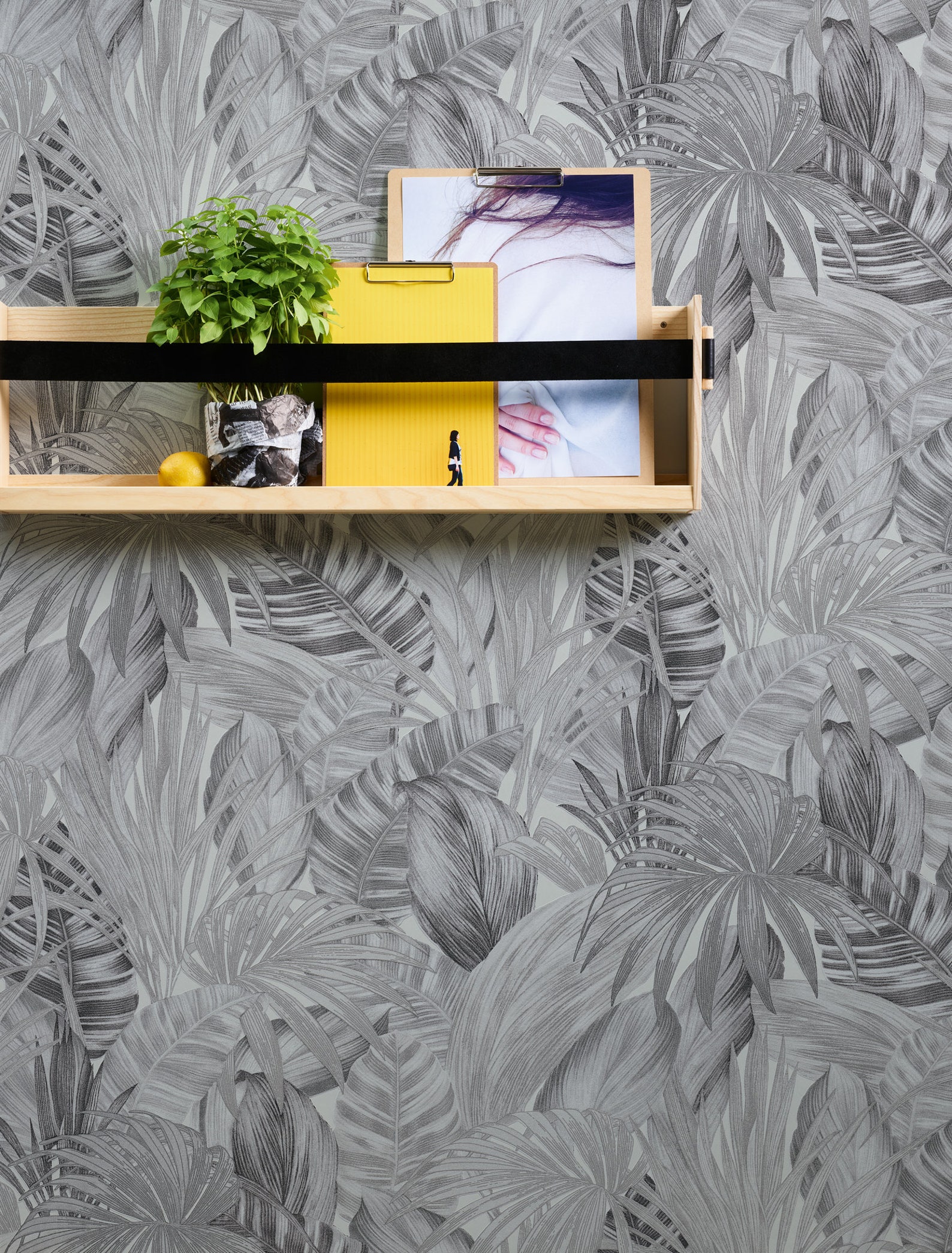 Grey Palm Leaf Wallpaper Grey Palm Tree Wallpaper Palm Etsy