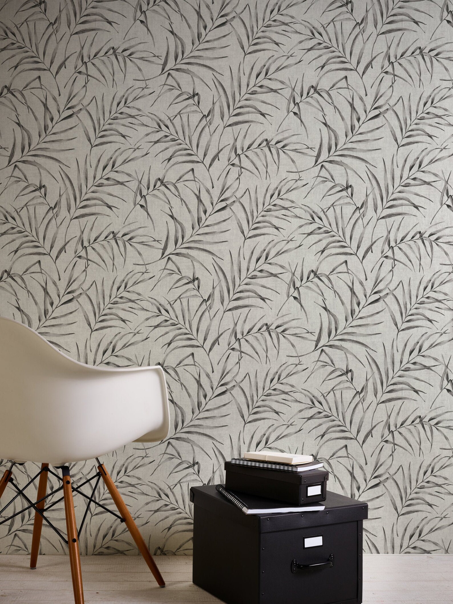 Grey Leaves Wallpaper Leaves Wallpaper Fern Wallpaper | Etsy