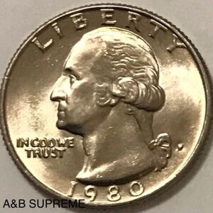 1980 P Washington Quarter Dollar Gem Bu Sin circular