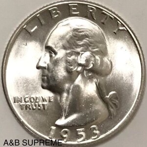 1953 S Washington Quarter Uncirculated Gem Bu 90% Silver