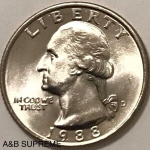 1988 D Washington Quarter Dollar Gem Bu Uncirculated