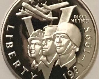 アメリカ 1993 第二次世界大戦50周年記念 プルーフ銀貨 アメリカ 1993