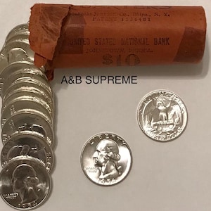 1) 1932-1964 Washington Quarter From OBW Roll Estate Hoard Choice-Gem Bu Uncirculated 90% Silver