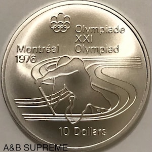1976 Canada Olympiade XXI Olympiad 10 Dollar Large 1.7 Oz Coin Gem Bu 92.5% Silver