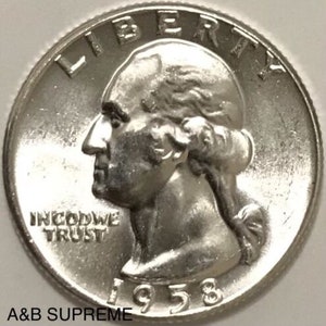 1958 Washington Quarter Gem Bu Uncirculated 90% Silver